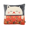 Cute cartoon animal throw pillow quilt, Kanglewu Maneki Neko throw pillow quilt, two-in-one thick throw blanket Item Picture